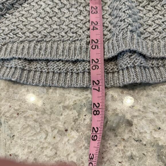 Apt 9 Womens Size Large Sweater Silver Metallic Sparkle Long Sleeve Open Weave - Picture 9 of 9